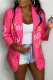 Pale Red Fashion Casual Print Patchwork Cardigan Turndown Collar Outerwear