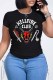 Black Fashion Casual Print Letter O Neck T-Shirts