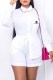 White Fashion Casual Print Letter Turndown Collar Long Sleeve Two Pieces