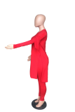Fluorescent Color Fashion Solid High Opening V Neck Long Sleeve Two Pieces