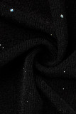 Black Fashion Sexy Patchwork Hollowed Out Backless Halter Sleeveless Dress