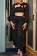Black Sexy Solid Hollowed Out Patchwork O Neck Long Sleeve Two Pieces