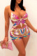 Rose Red Sexy Sequins Patchwork Frenulum Backless Asymmetrical Sleeveless Two Pieces