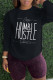 Black Fashion Street Print Patchwork Letter O Neck Tops