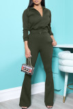 Red Casual Solid Patchwork Zipper Collar Long Sleeve Two Pieces