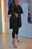 Fluorescent Color Fashion Solid High Opening V Neck Long Sleeve Two Pieces