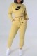Yellow Fashion Casual Print Letter O Neck Long Sleeve Two Pieces
