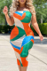Tangerine Red Sexy Print Patchwork Strapless Pencil Skirt Dresses