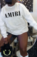 White Fashion Street Print Letter O Neck Tops