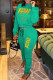 Green Casual Print Patchwork O Neck Long Sleeve Two Pieces