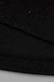 Black Fashion Sexy Patchwork Hollowed Out Backless Halter Sleeveless Dress