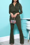 Red Casual Solid Patchwork Zipper Collar Long Sleeve Two Pieces