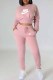 Pink Fashion Casual Print Letter O Neck Long Sleeve Two Pieces