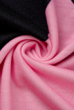 Pink Casual Print Bandage Patchwork V Neck Straight Dresses