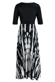 Pink Casual Print Bandage Patchwork V Neck Straight Dresses