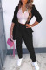 Black Casual Solid Patchwork Long Sleeve Two Pieces