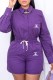 Purple Fashion Casual Print Letter Turndown Collar Long Sleeve Two Pieces