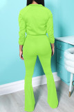 Red Casual Solid Patchwork Zipper Collar Long Sleeve Two Pieces