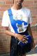 White Fashion Street Print Patchwork O Neck T-Shirts