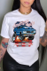 White Fashion Street Print Patchwork O Neck T-Shirts