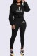 Black Fashion Casual Print Letter O Neck Long Sleeve Two Pieces