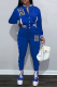 Blue Casual Print Patchwork Mandarin Collar Nine Points Sleeve Two Pieces