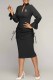 Black Fashion Elegant Print Letter V Neck Wrapped Skirt Dresses