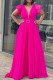 Rose Red Casual Elegant Solid Patchwork Fold V Neck Straight Jumpsuits