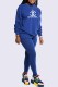 Blue Fashion Casual Print Letter O Neck Long Sleeve Two Pieces