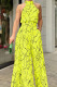 Yellow Casual Print Patchwork Half A Turtleneck Straight Jumpsuits