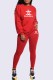 Red Fashion Casual Print Letter O Neck Long Sleeve Two Pieces