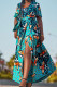 Blue Casual Print Bandage Patchwork With Belt V Neck Straight Dresses