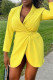 Yellow Fashion Casual Solid Bandage Patchwork V Neck Long Sleeve Dresses
