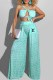 Light Green Fashion Sexy Print Letter Halter Sleeveless Two Pieces