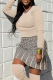 Grey Fashion Print Patchwork O Neck Long Sleeve Two Pieces