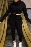 Pink Casual Solid Patchwork Turtleneck Long Sleeve Two Pieces