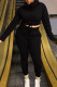 Black Casual Solid Patchwork Turtleneck Long Sleeve Two Pieces