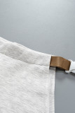 Light Gray Sexy Street Solid Patchwork Loose High Waist Straight Solid Color Bottoms