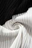 Black White Sexy Solid Patchwork Turtleneck Regular Rompers