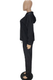 Rose Red Casual Solid Patchwork Hooded Collar Long Sleeve Two Pieces