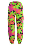 Camouflage Casual Street Print Camouflage Print Patchwork High Waist Pencil Full Print Bottoms