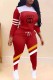 Red Fashion Casual Print Patchwork Letter Hooded Collar Long Sleeve Two Pieces
