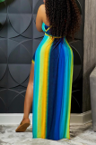 Green Sexy Striped High Opening Spaghetti Strap Rompers