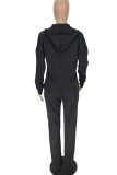 Rose Red Casual Solid Patchwork Hooded Collar Long Sleeve Two Pieces