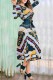 Blue Gold Fashion Elegant Print Letter V Neck Long Sleeve Dresses