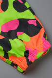 Camouflage Casual Street Print Camouflage Print Patchwork High Waist Pencil Full Print Bottoms