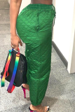Green Casual Solid Patchwork Harlan High Waist Harlan Solid Color Bottoms