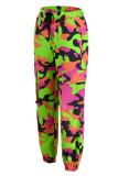 Camouflage Casual Street Print Camouflage Print Patchwork High Waist Pencil Full Print Bottoms