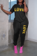 Black Casual Print Patchwork O Neck Short Sleeve Two Pieces