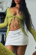 Green Sexy Solid Bandage V Neck Tops